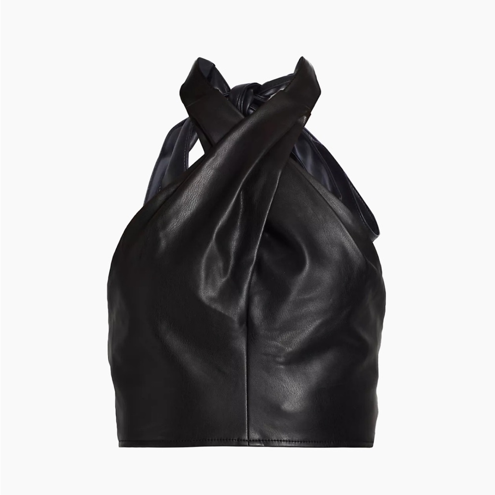 Staud Kai Vegan Leather Halter Top